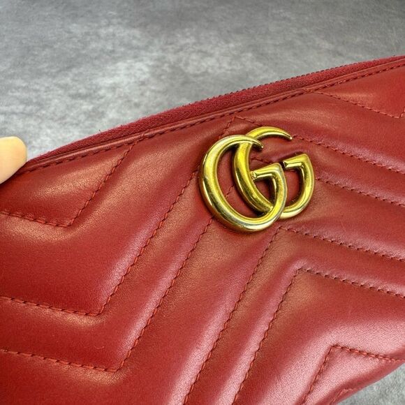 Gucci Gg Marmont Matelasse Quilted Accordion Red Wallet - Picture 4 of 14